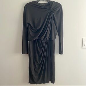 NWOT WHBM Black Jersey Stretch Knit Draped Dress 6